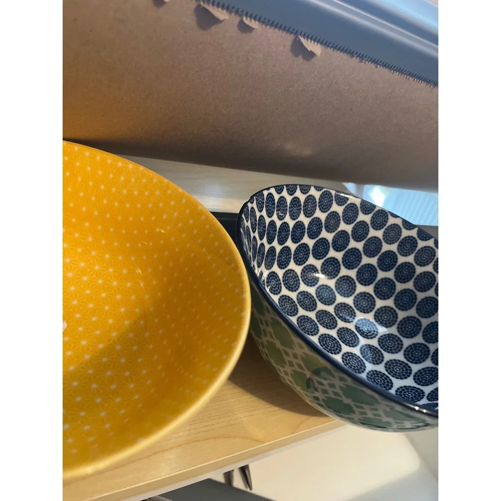 Certified International Porcelain Bowls Set of 2 Geometric Green Black 6 inch